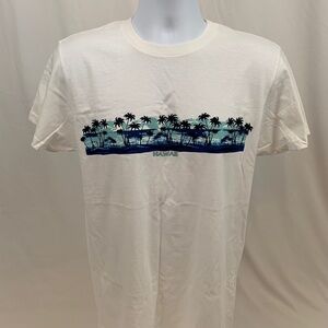 Suna Men’s‎ Hawaii Graphic T Shirt White with Palm Tree Print Short Sleeve